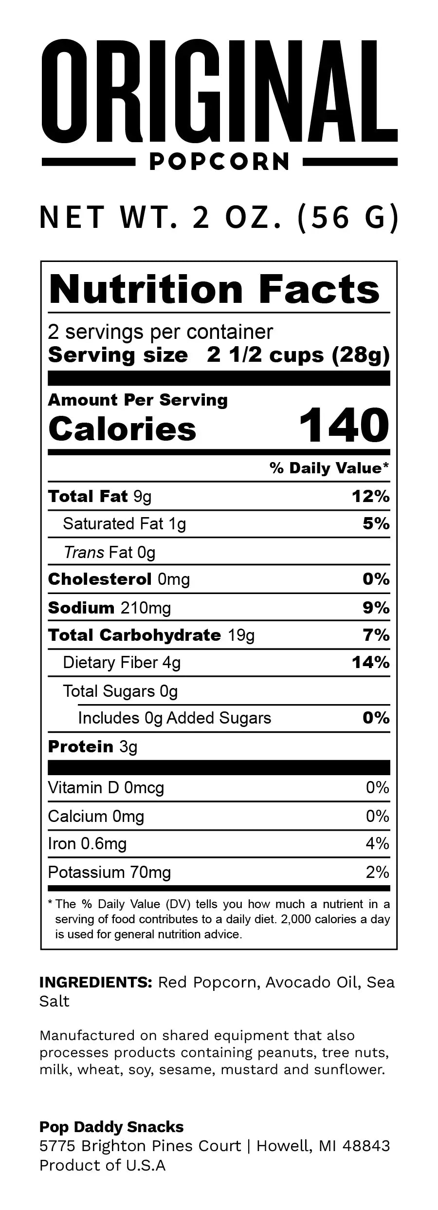 Pop Daddy – Original Flavor Popcorn 2.0oz